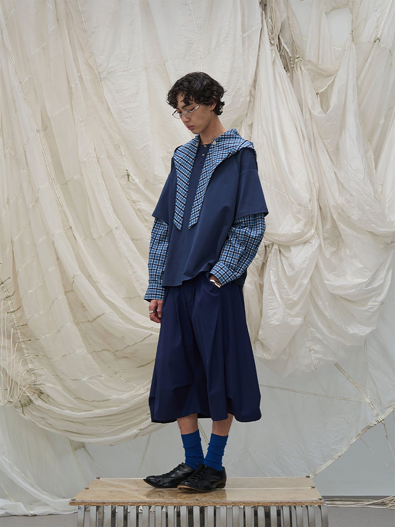 RELABEL Pleated Drape Wide-Leg Shorts