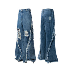 RELABEL Split Heavy-Distressed Washed Denim Pants