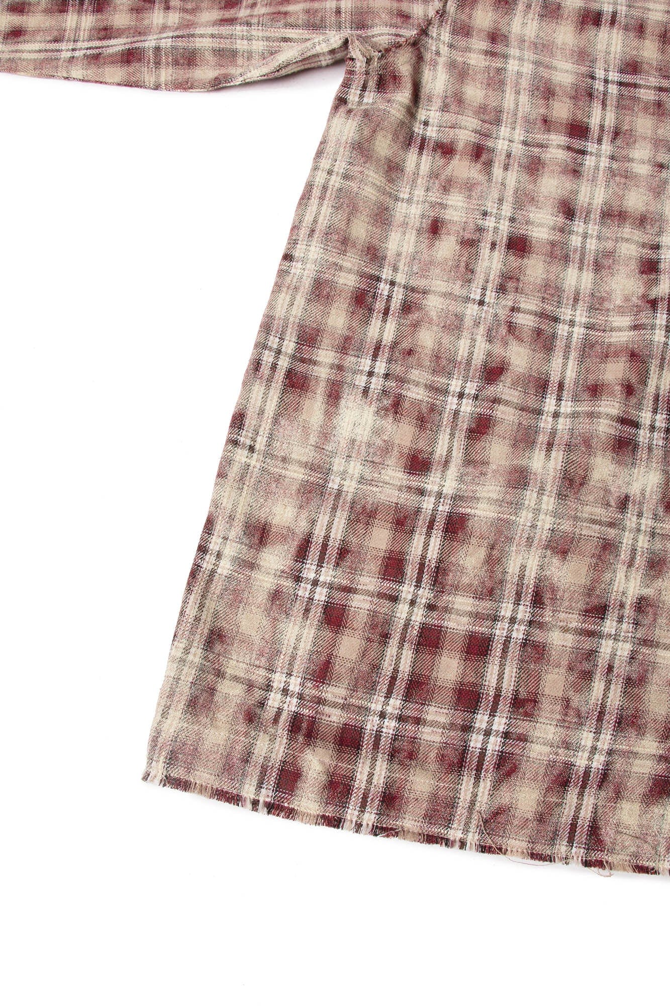 RELABEL Tie-dye Plaid Dual Closure Frayed Shirt