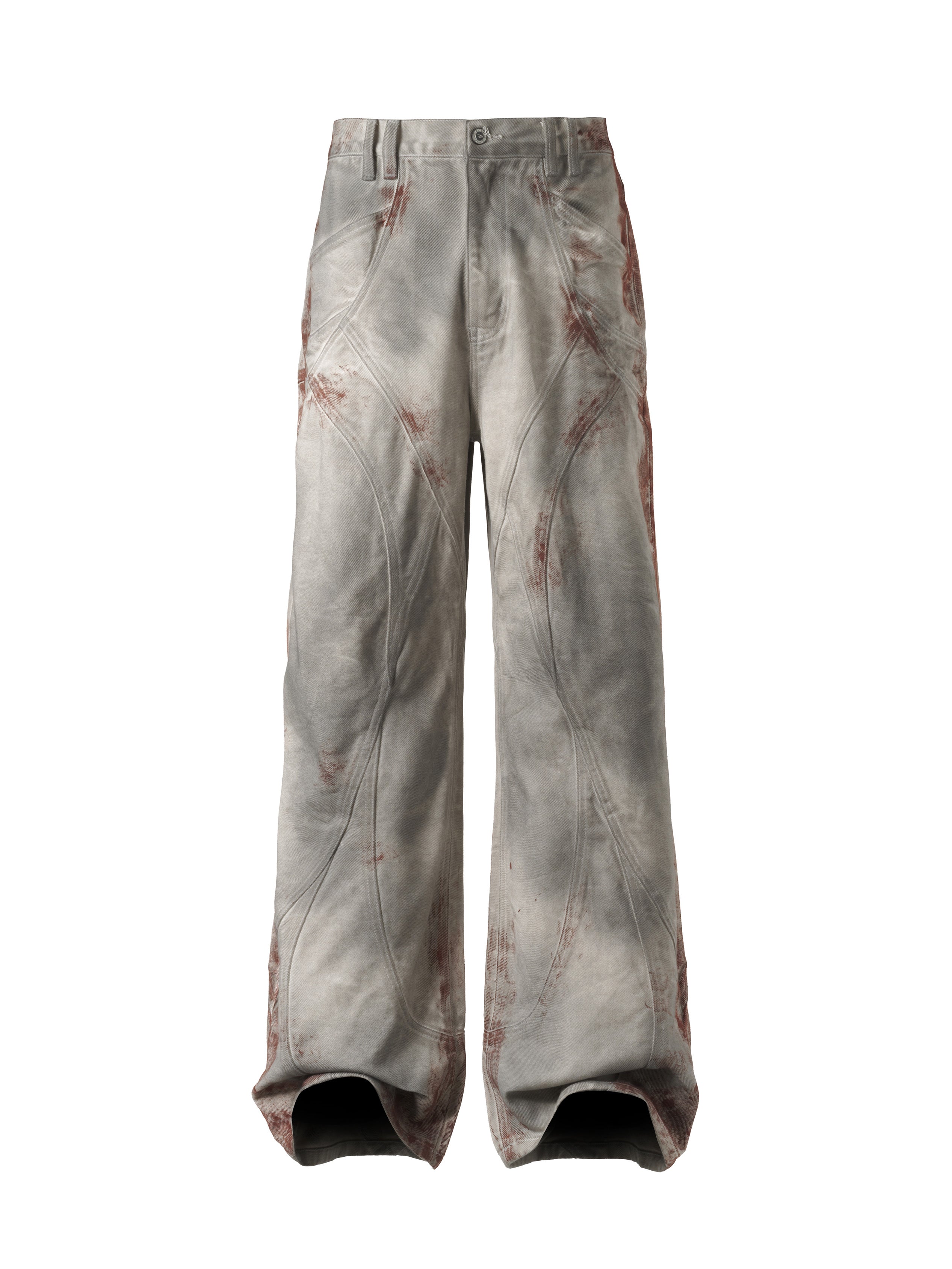 CATSSTAC Rusted Deconstructed Wide-Leg Jeans