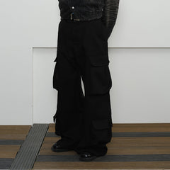KREATE Multi-Pocket Wide-Leg Cargo Trousers