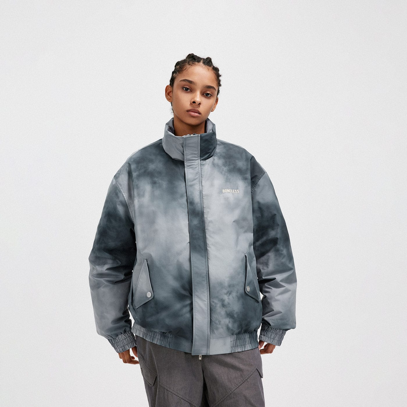 BONELESS Smoke Tie-Dye Puffer Jacket