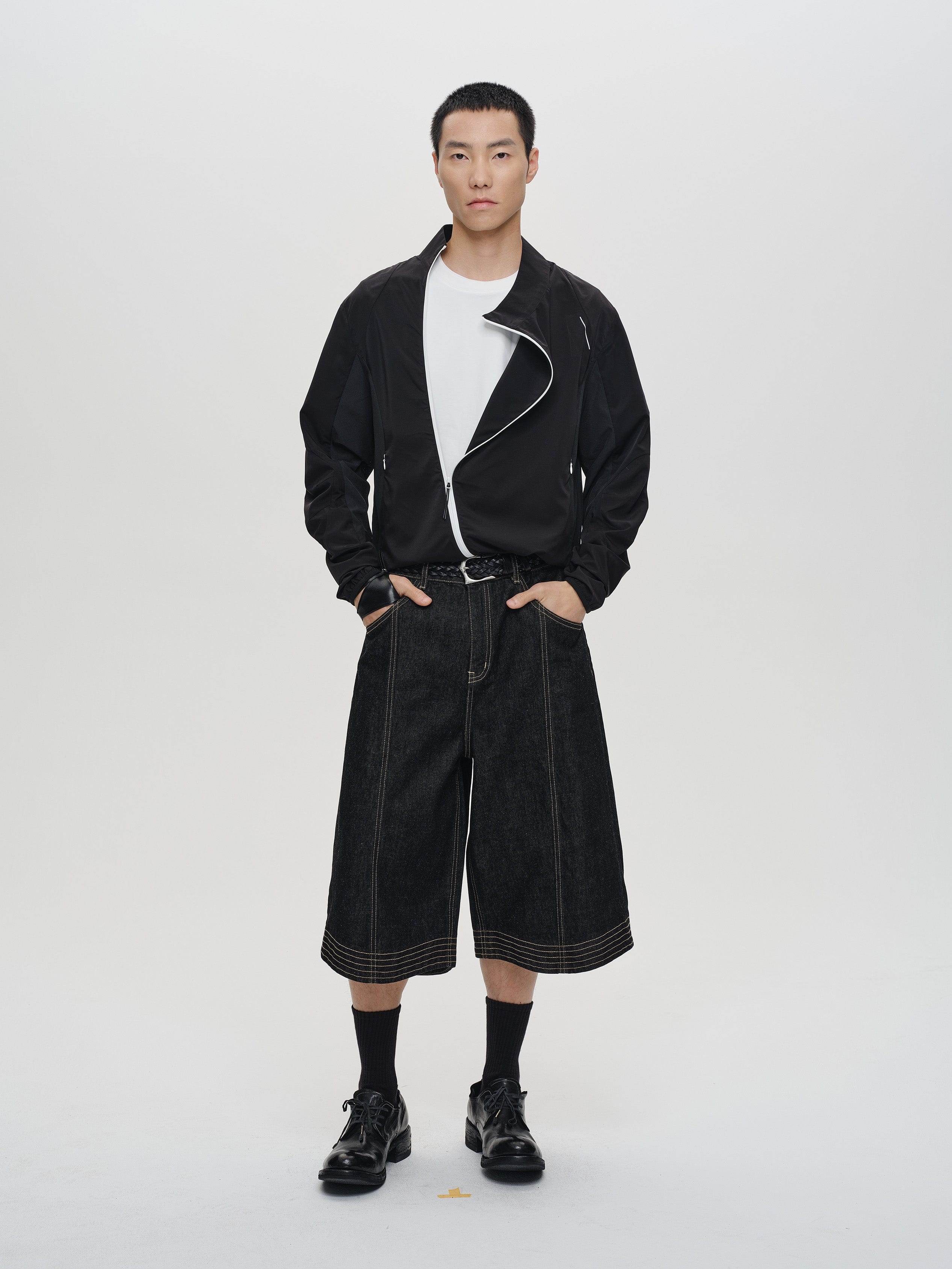 CATSSTAC Contrast Stitch Middle Spliced Raw Denim Jeans