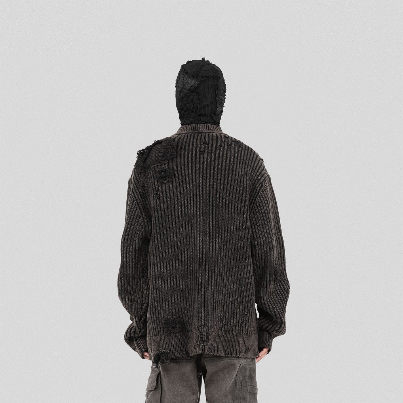 UNDERWATER Wasteland Ripped Sweater Charcoal
