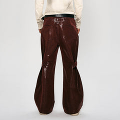 FLYERRER Waxed Spliced Studded Flared Pants