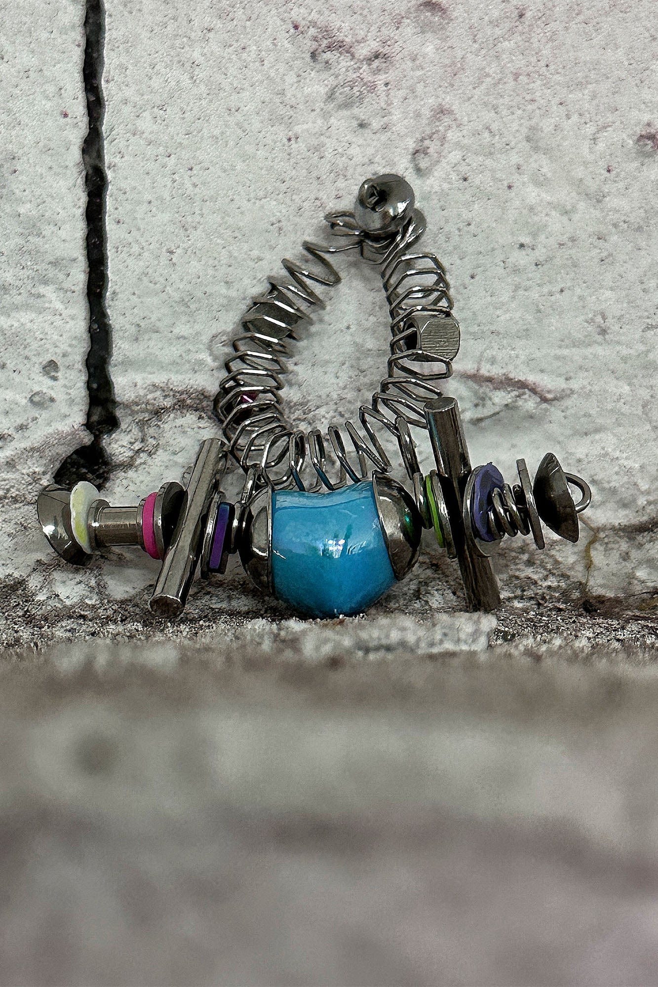 ILLUSORY Time Machine Neon Heart Spiral Coil Ring