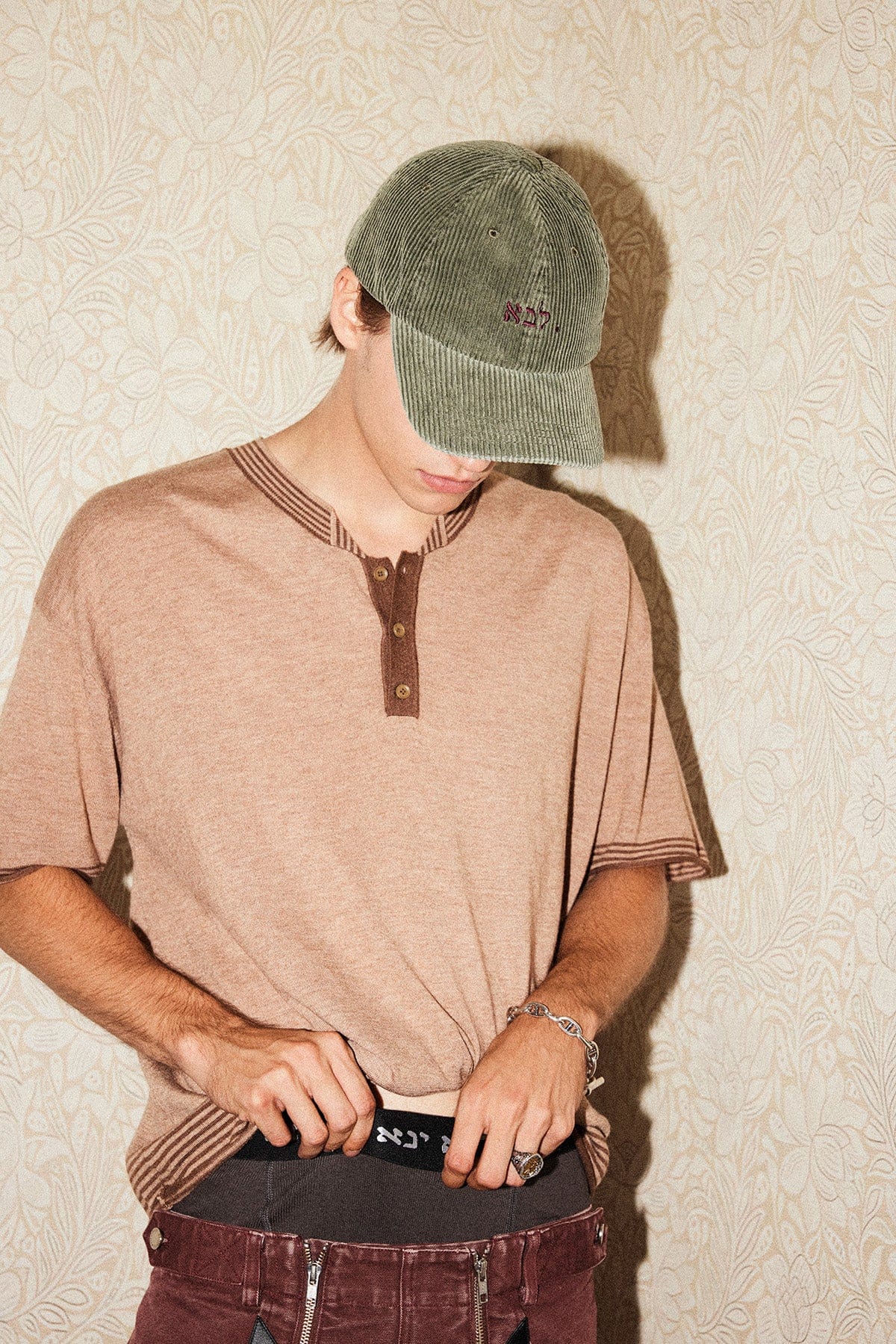 RICHILL Hebrew Embroidered Corduroy Cap