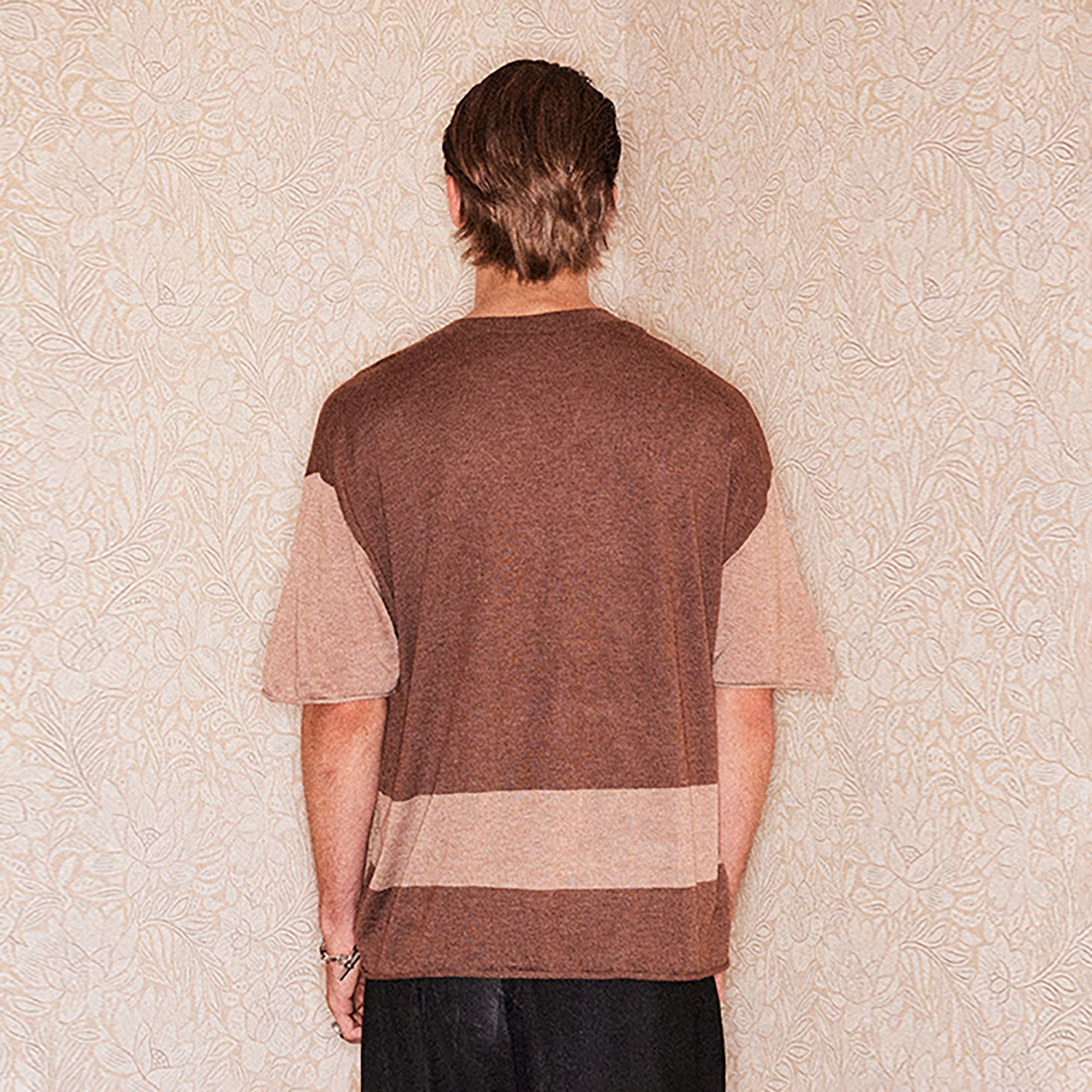 RICHILL Contrast Wool-Blended V-Neck T-Shirt