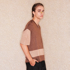 RICHILL Contrast Wool-Blended V-Neck T-Shirt