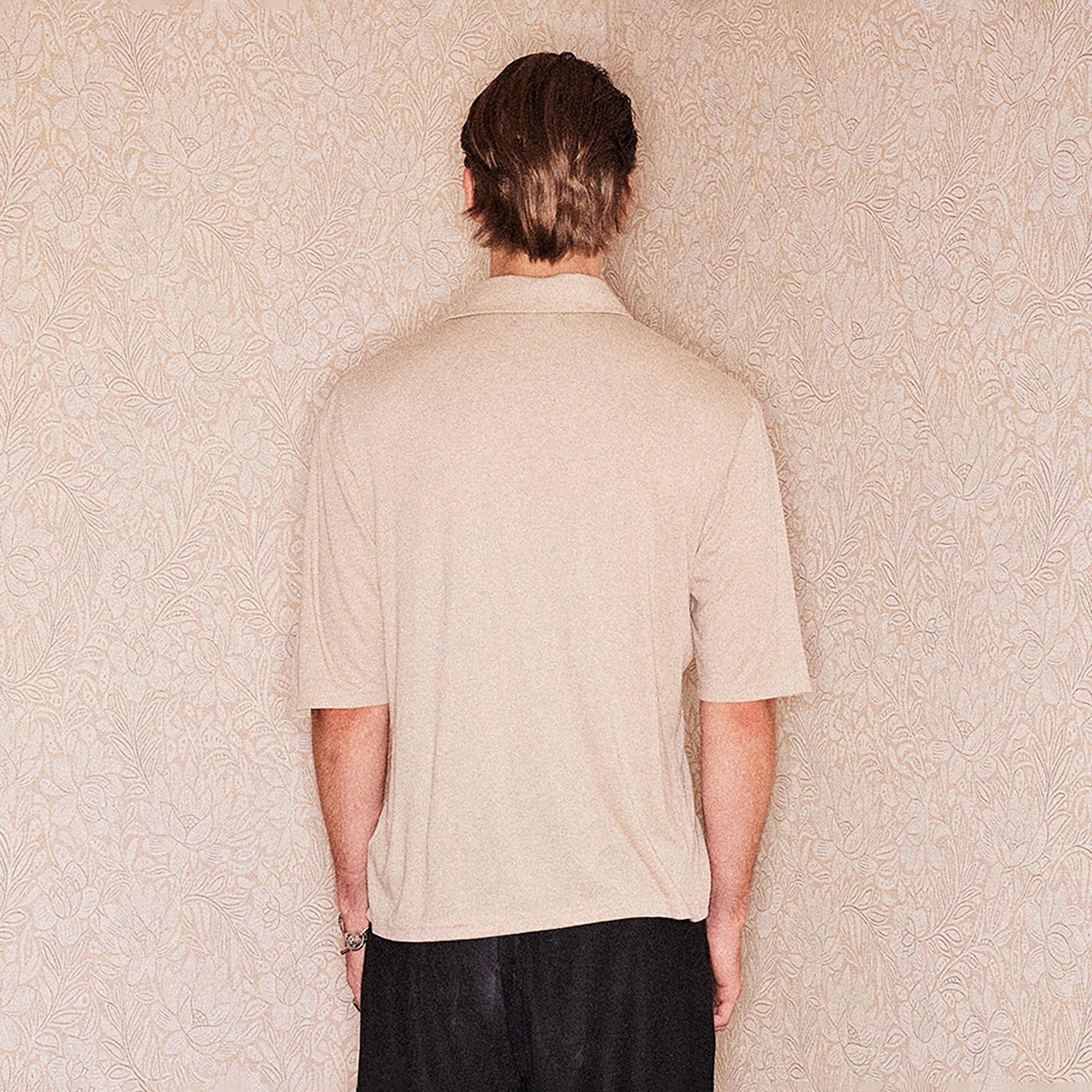 RICHILL Refined Acetate Button-Up Polo Half Shirt