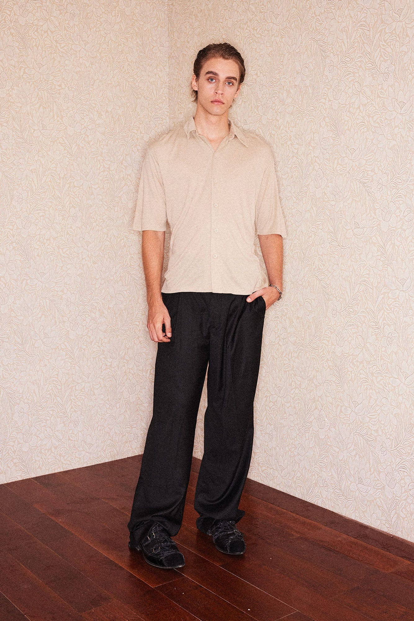 RICHILL Refined Acetate Button-Up Polo Half Shirt