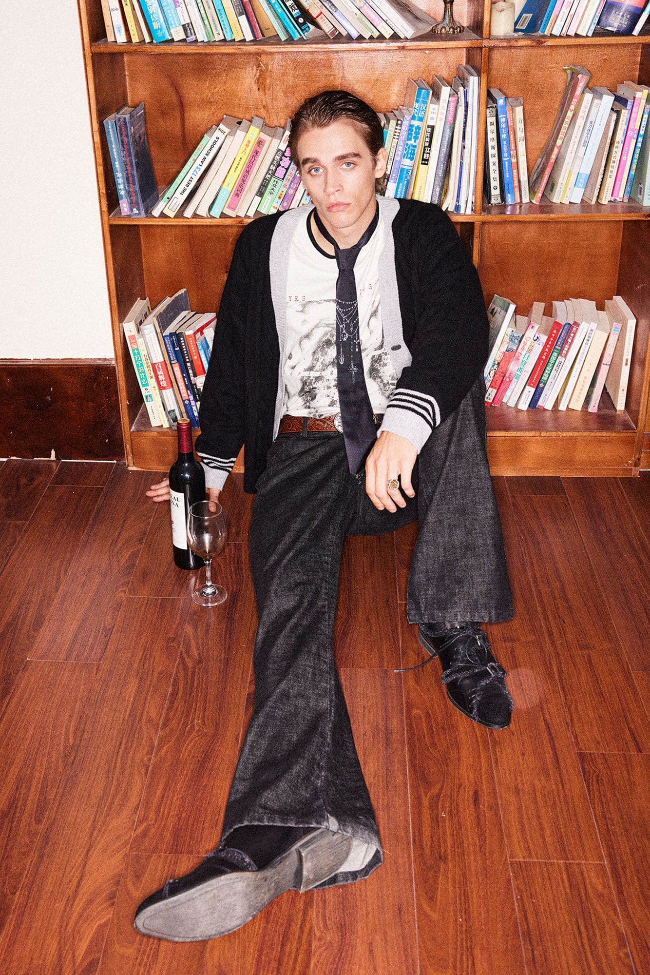 RICHILL Retro Flared Raw Denim Pants