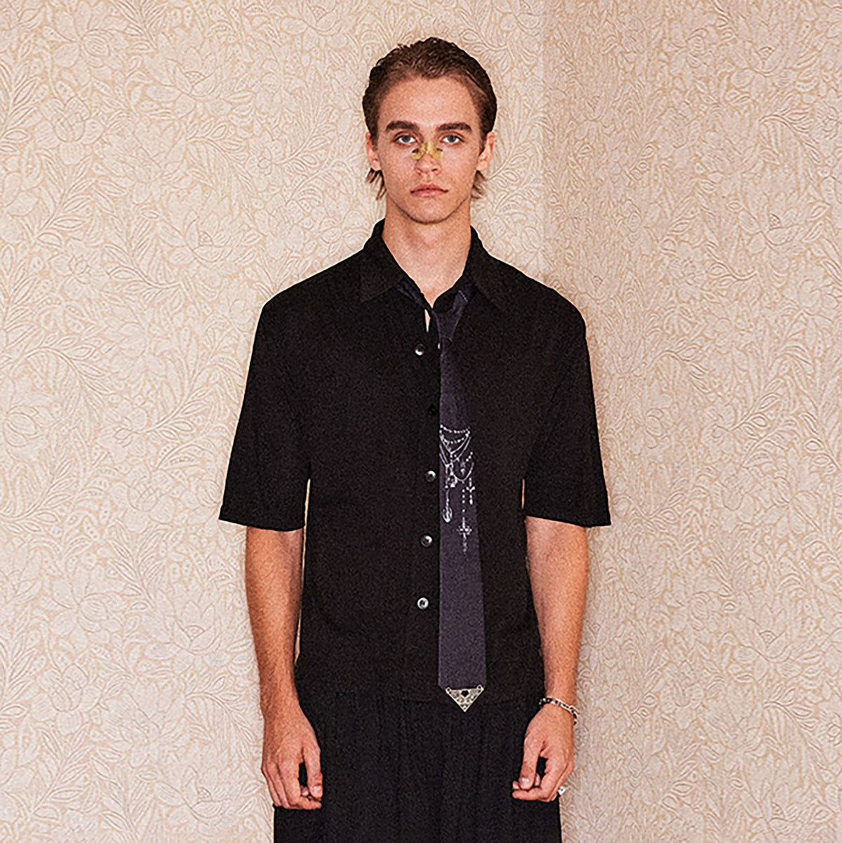 RICHILL Refined Acetate Button-Up Polo Half Shirt