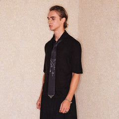 RICHILL Refined Acetate Button-Up Polo Half Shirt