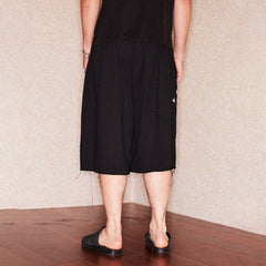 RICHILL Graphic Patchwork Raw Hem Drawstring Shorts