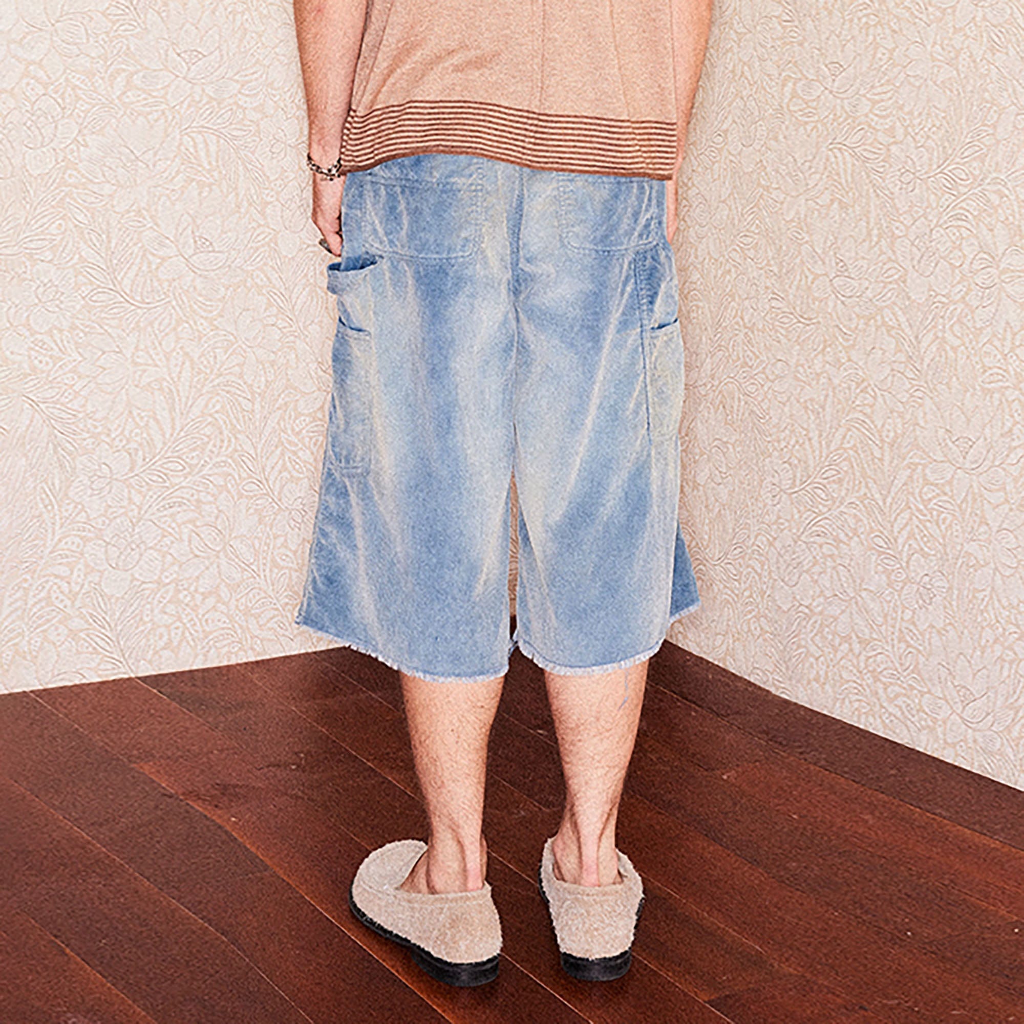 RICHILL Washed Corduroy Raw Hem Shorts