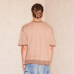 RICHILL Button-Collar Stripe-Trim T-Shirt