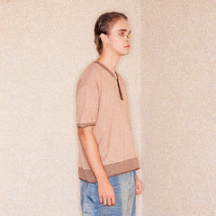 RICHILL Button-Collar Stripe-Trim T-Shirt