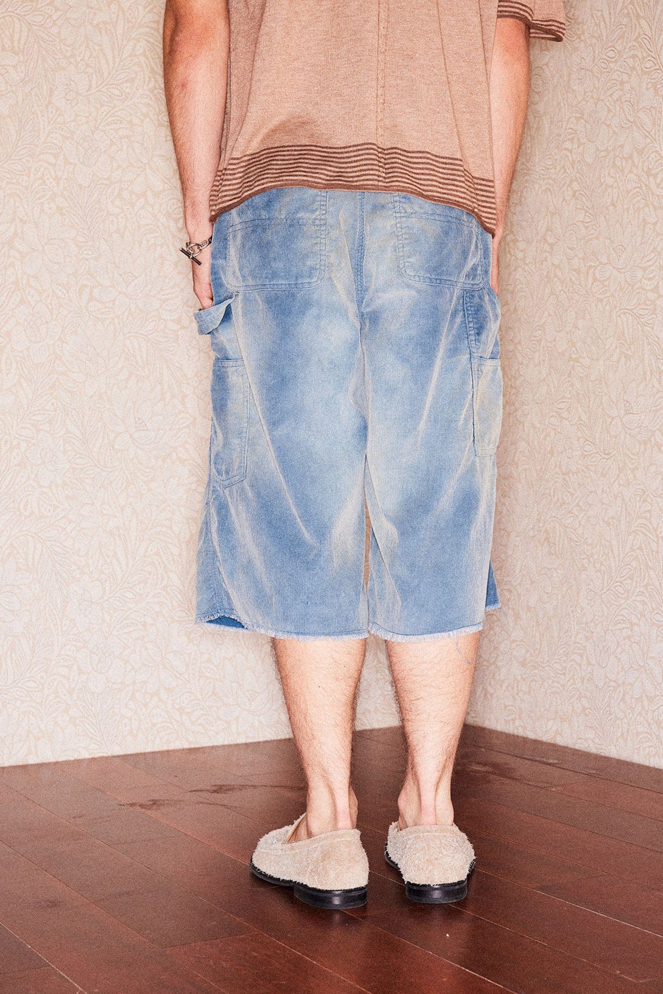 RICHILL Washed Corduroy Raw Hem Shorts