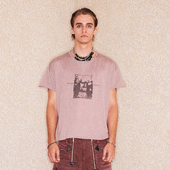 RICHILL Cat and Mouse Graphic Frayed Sleeve T-Shirt