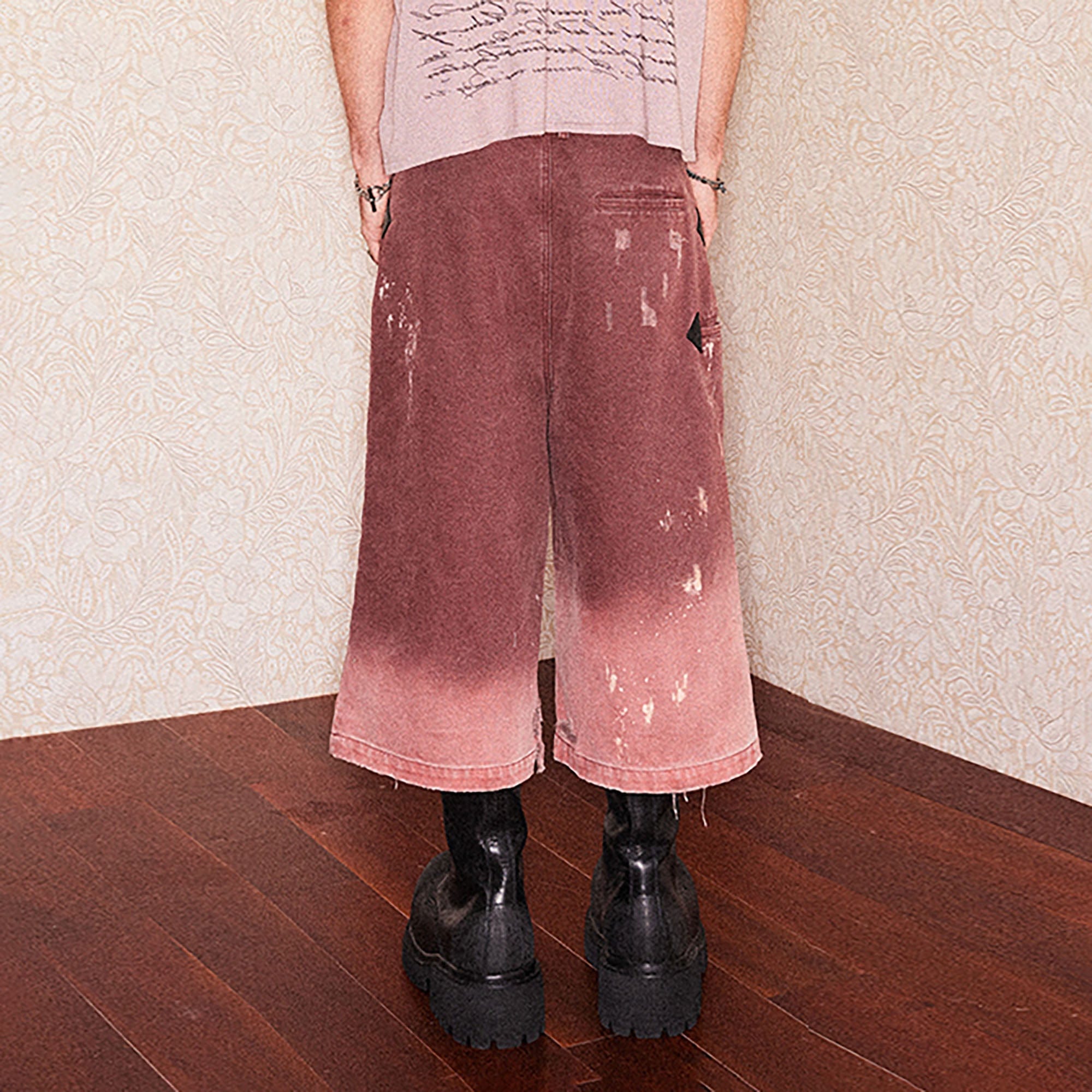 RICHILL Distressed Fade Washed Arrow Zipper Shorts