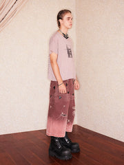 RICHILL Distressed Fade Washed Arrow Zipper Shorts