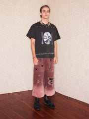 RICHILL Gothic Cutlery Rose Cross Graphic T-Shirt