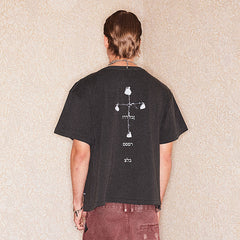 RICHILL Gothic Cutlery Rose Cross Graphic T-Shirt