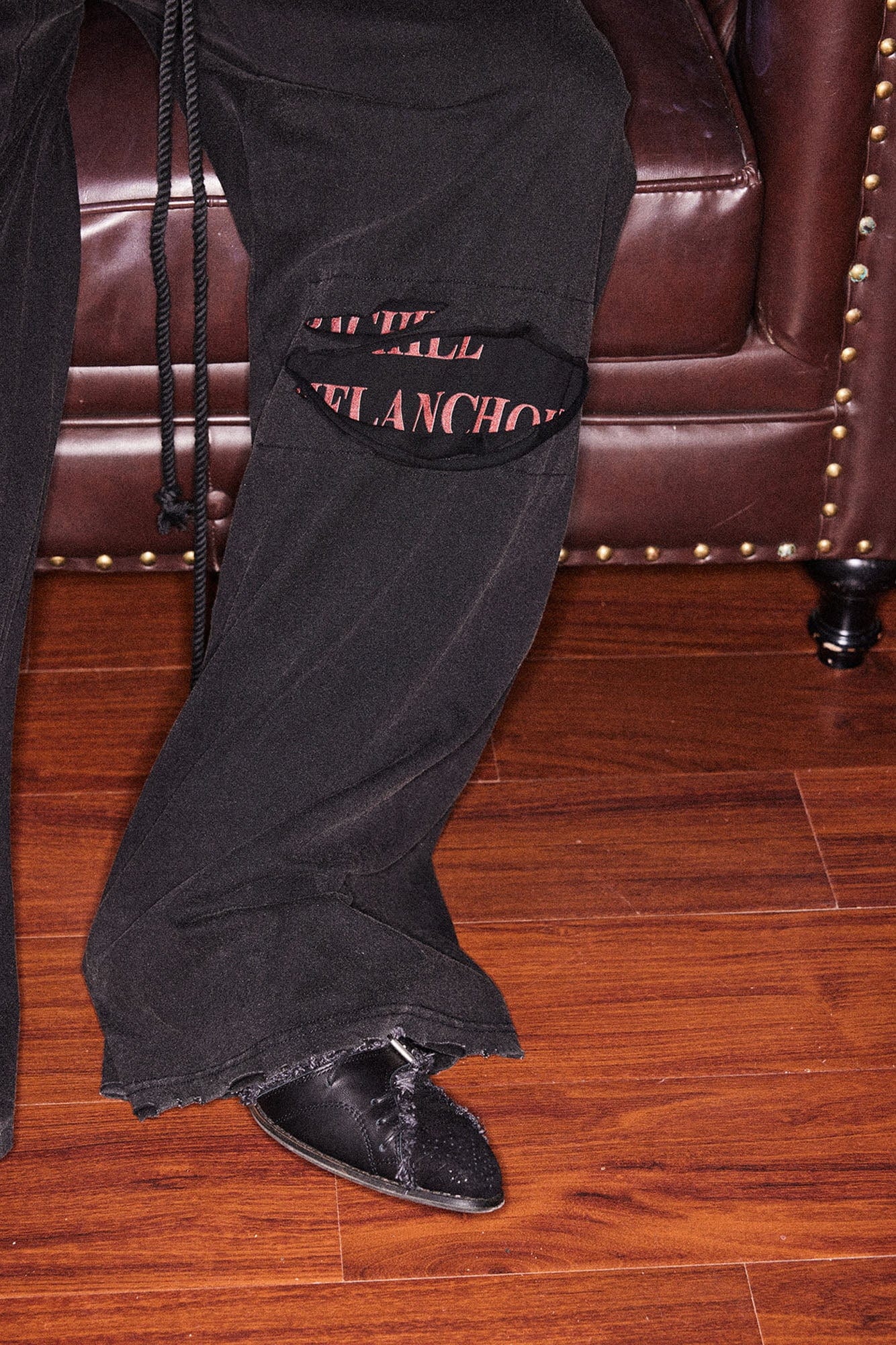 RICHILL Ripped Letter Graphic Drawstring Pants