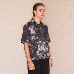 RICHILL Retro Floral Jacquard Cotton-Linen Shirt