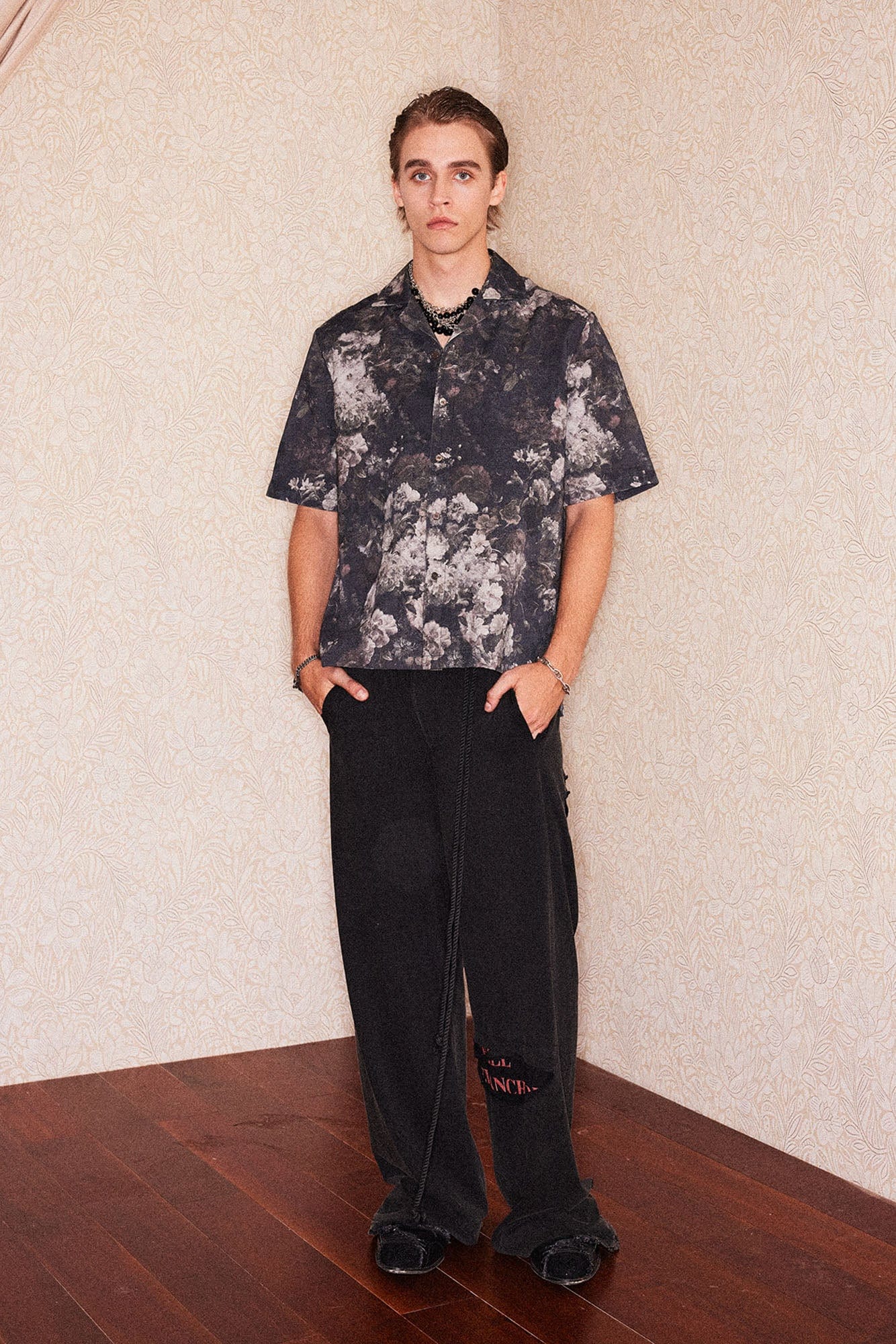 RICHILL Retro Floral Jacquard Cotton-Linen Shirt