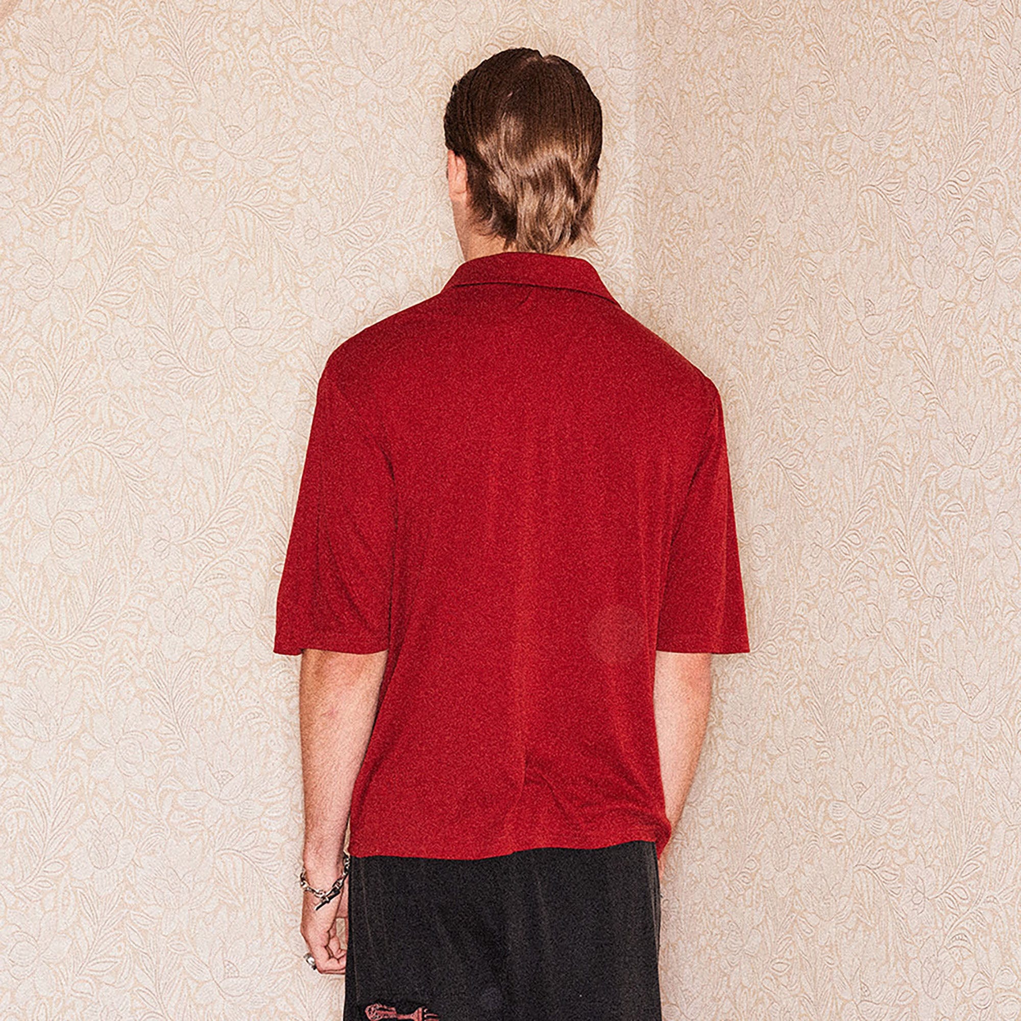 RICHILL Refined Acetate Button-Up Polo Half Shirt