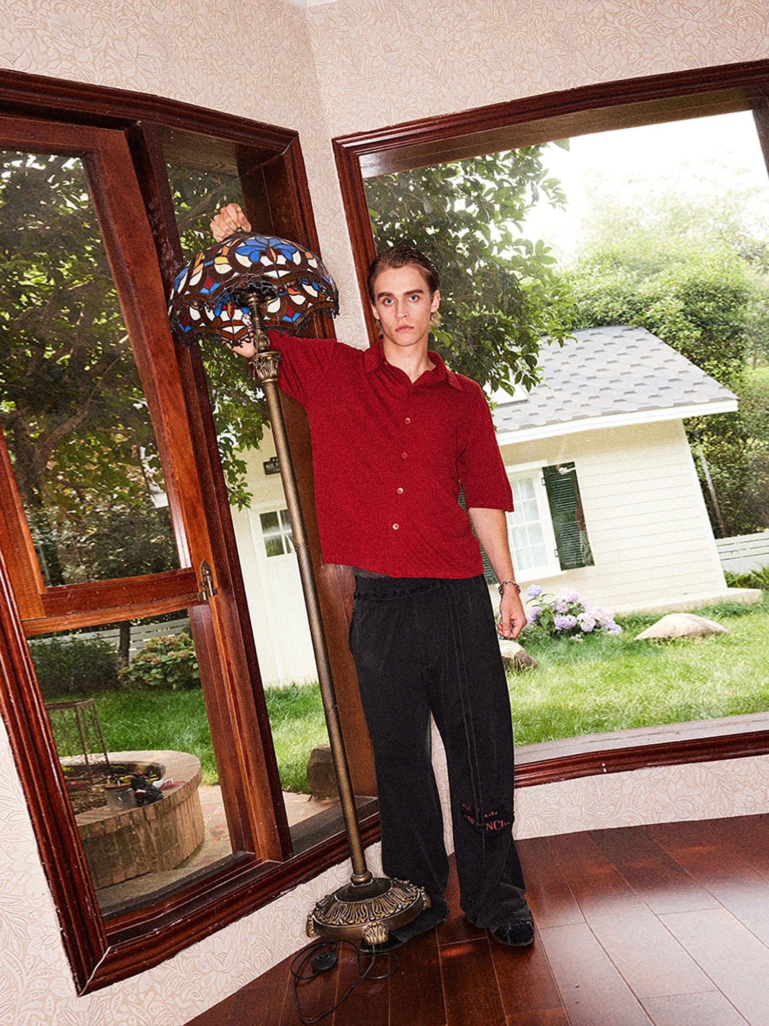 RICHILL Refined Acetate Button-Up Polo Half Shirt