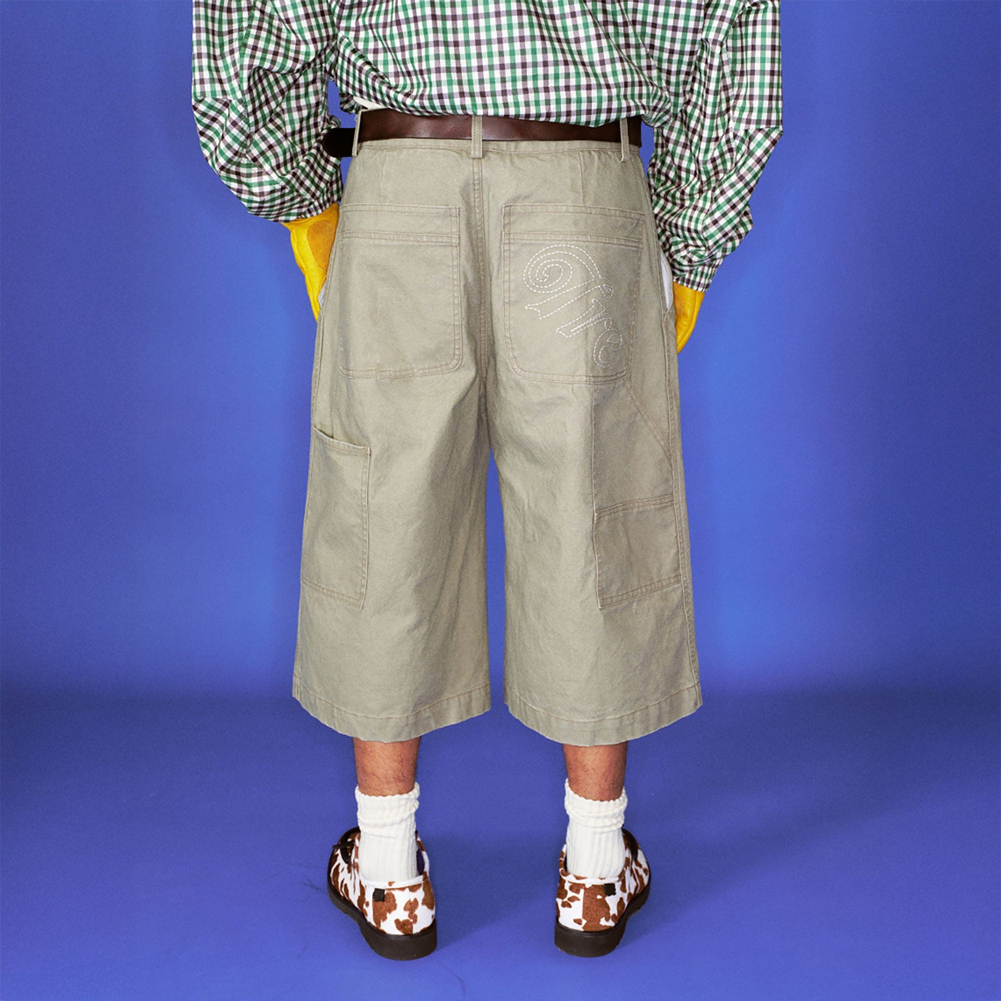 TRECLUB Retro Embroidered Pocket Cargo Shorts