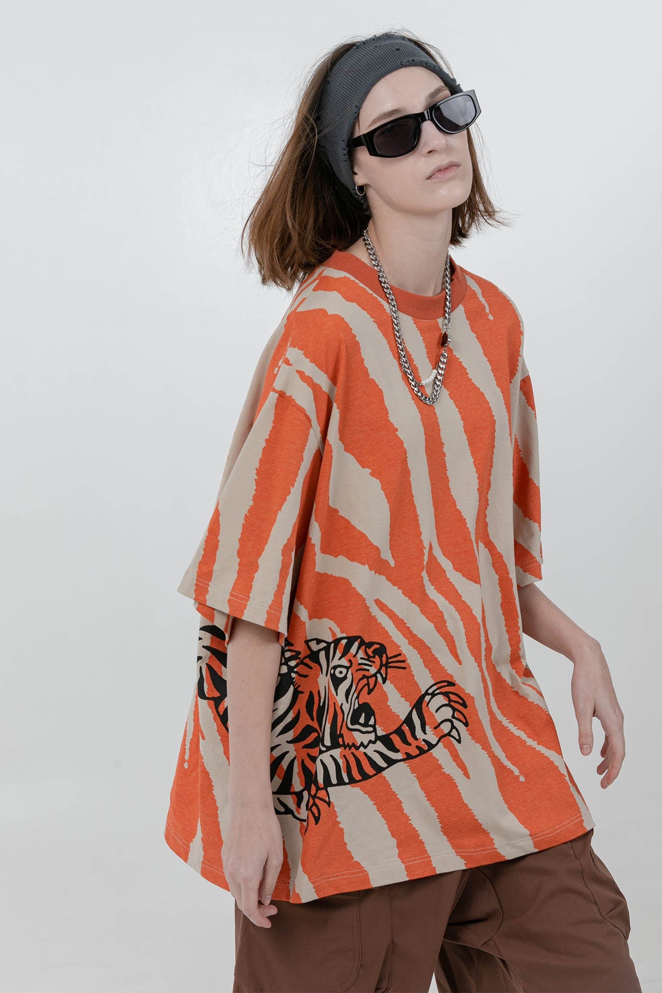 ERROR CODE ROBOT Tiger Stripe Oversized T-Shirt