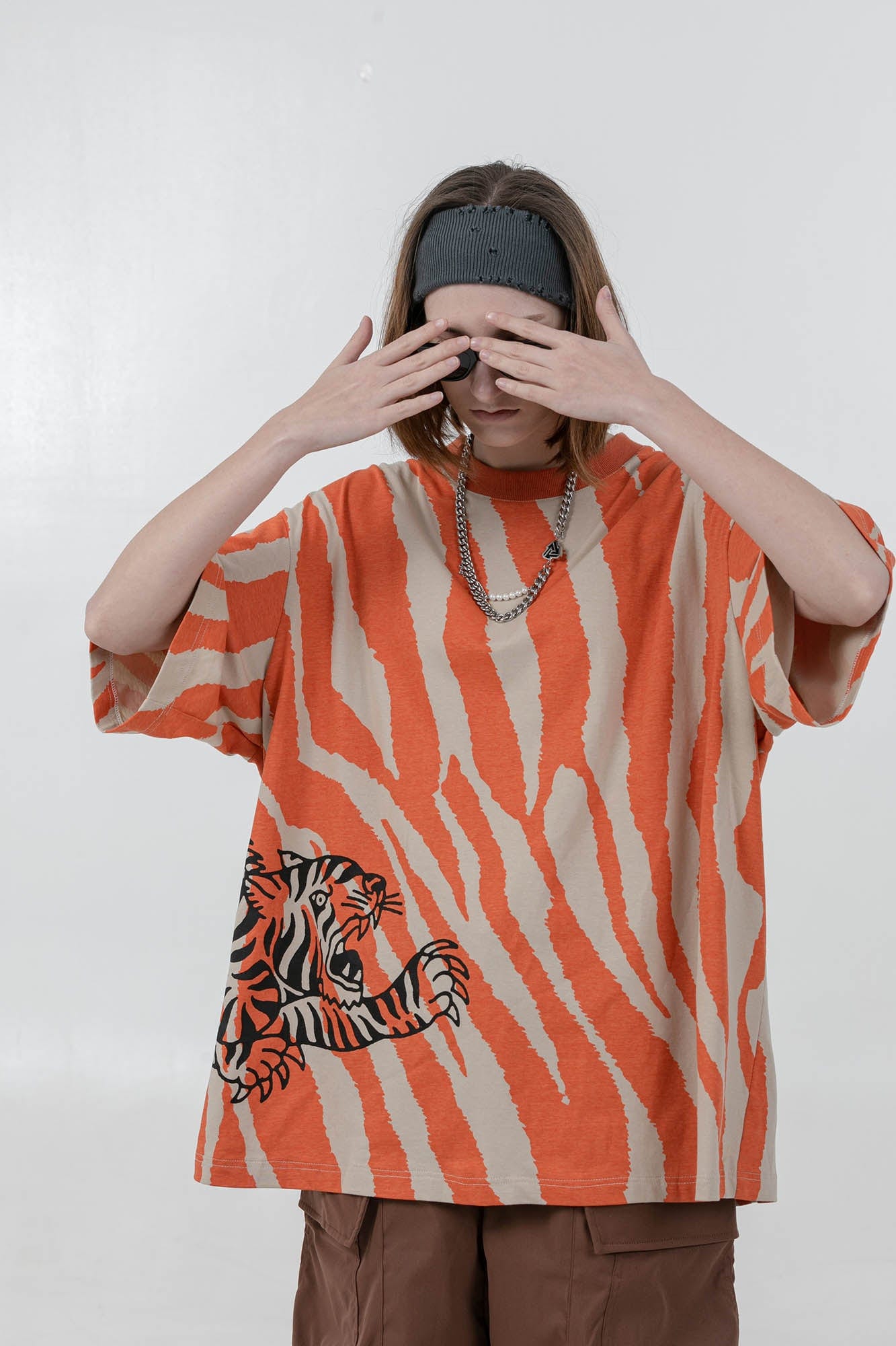 ERROR CODE ROBOT Tiger Stripe Oversized T-Shirt