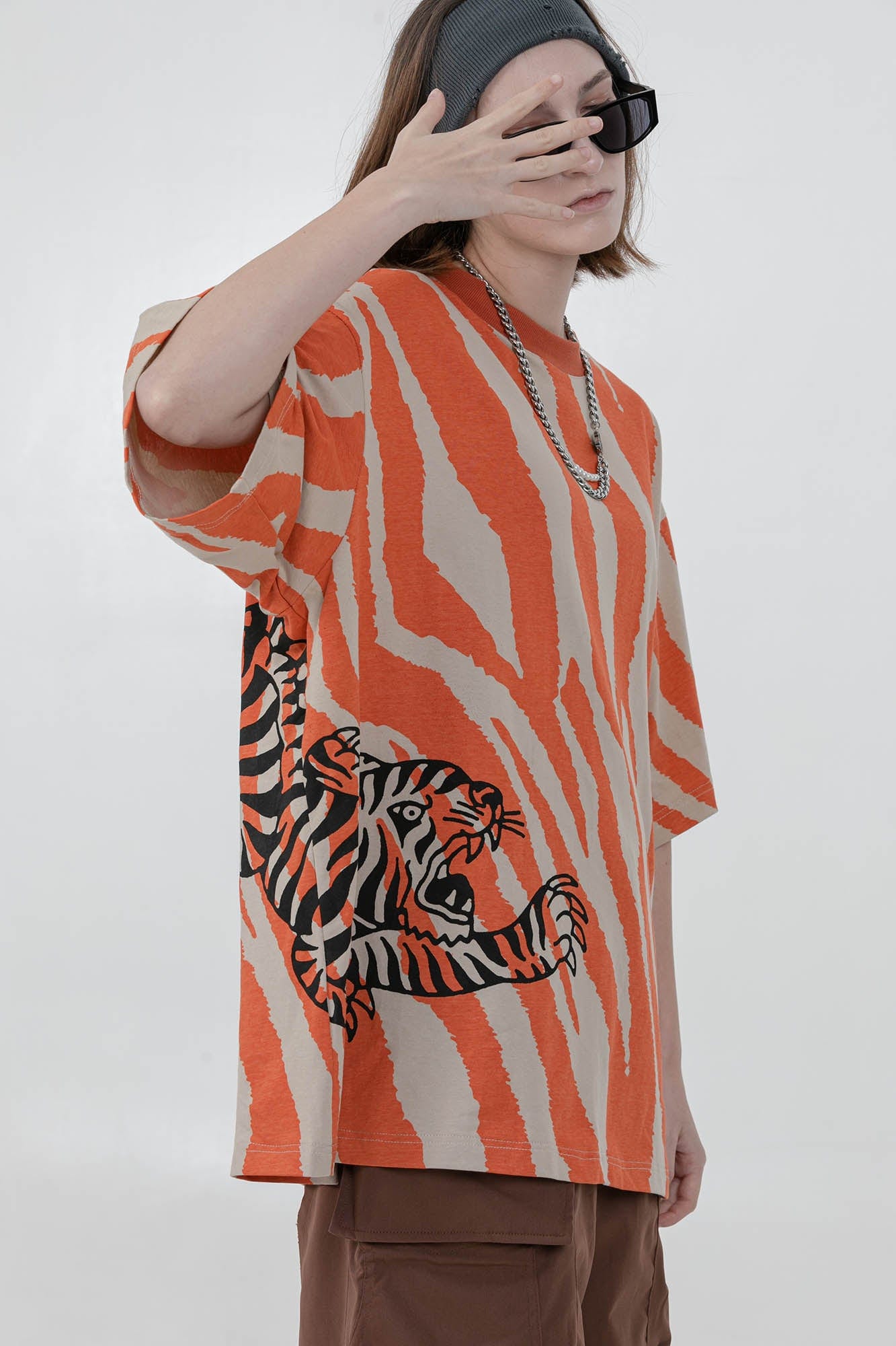ERROR CODE ROBOT Tiger Stripe Oversized T-Shirt