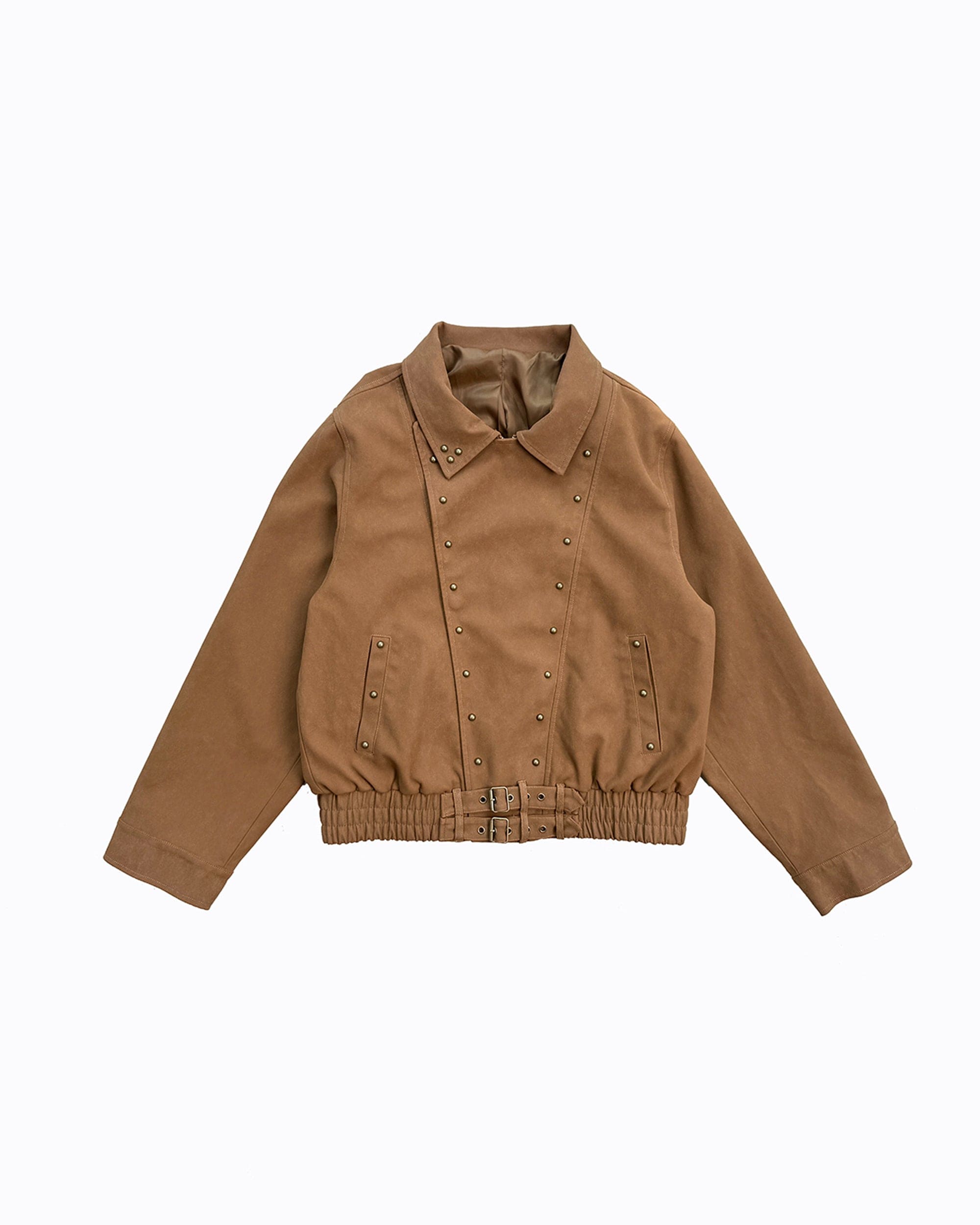 RICHILL Faux Suede Asymmetrical Zipper Rivet Jacket
