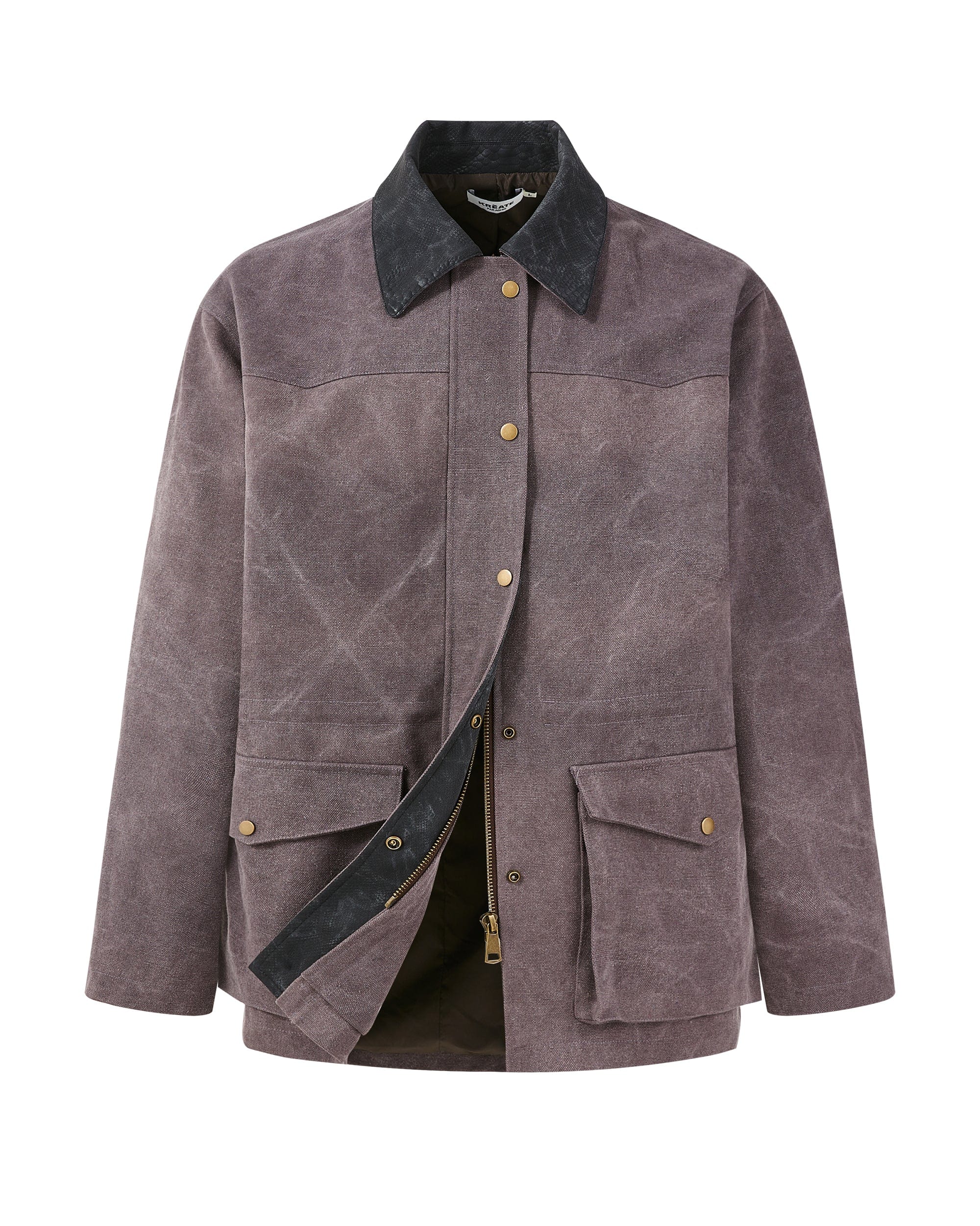 KREATE Aged Canvas Spliced Big-Pocket Jacket