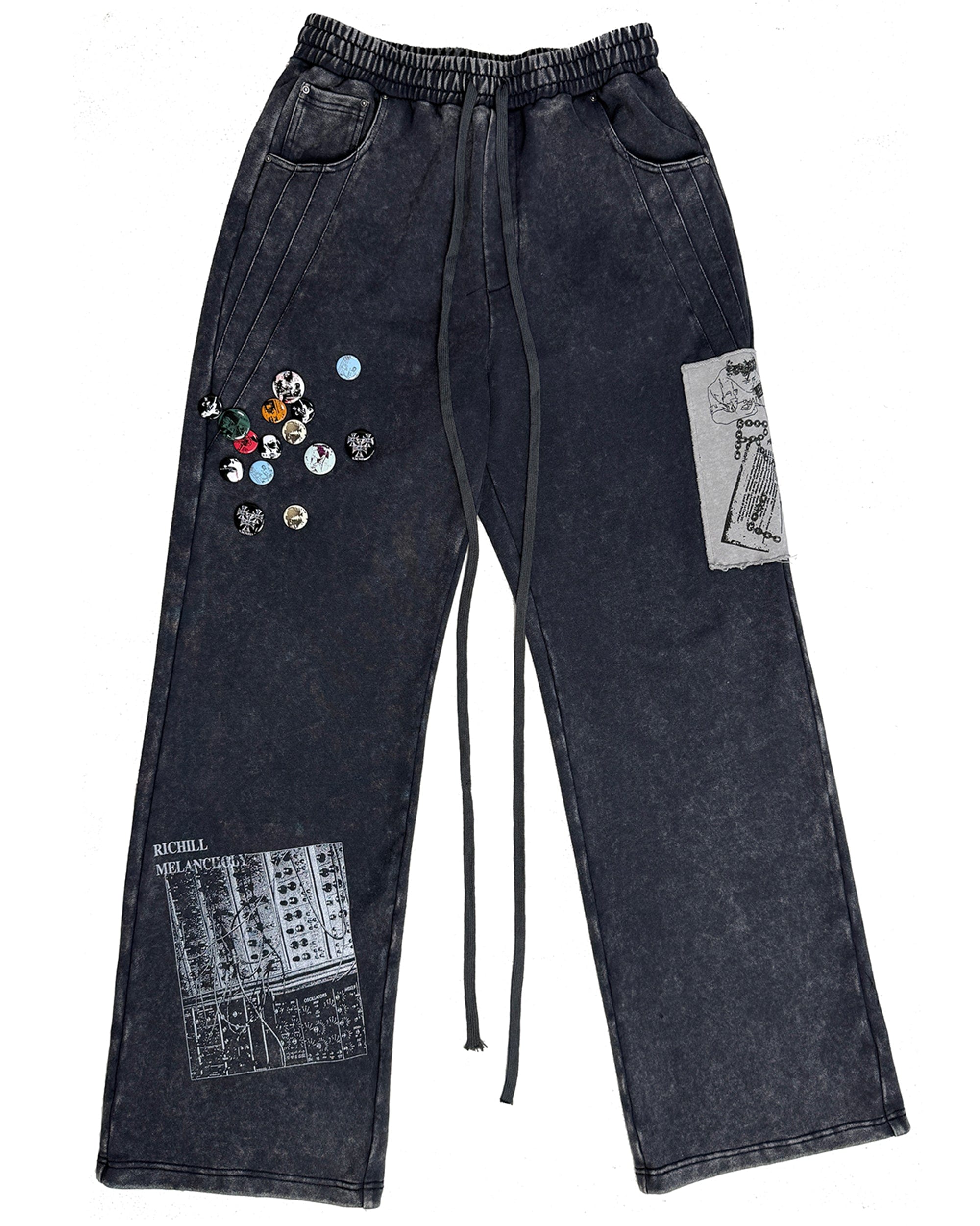 RICHILL Washed Badge Patchwork Pants