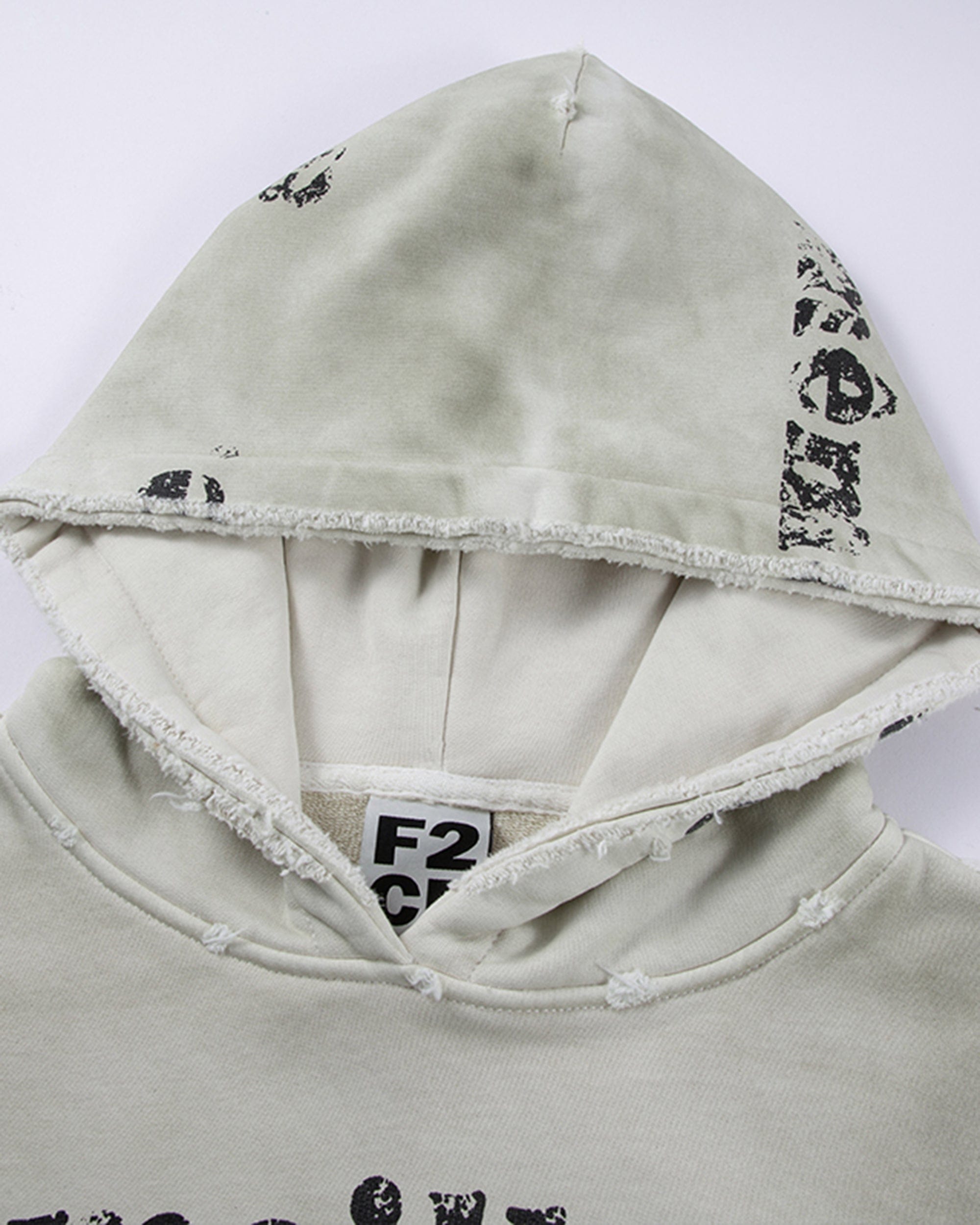 F2CE Distressed Layered Slogan Hoodie