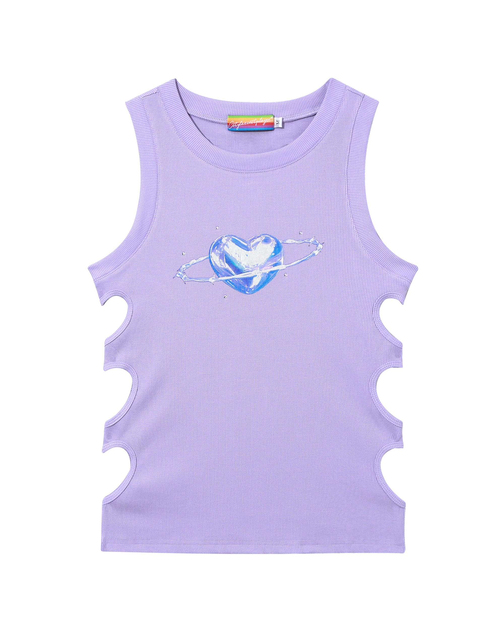 CLP Metallic Heart Slim Hollowed Tank Top Purple