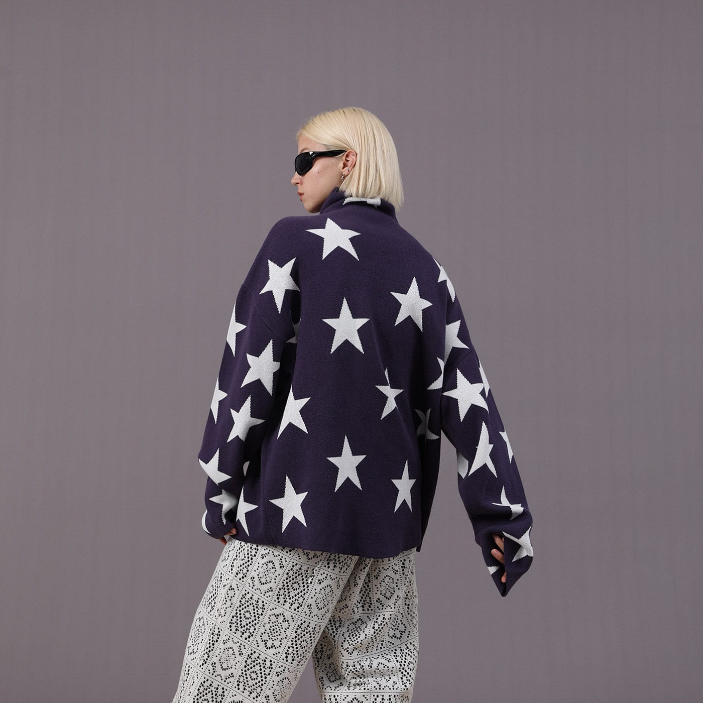 MIICHOUS Full Printed Stars Turtleneck Sweater