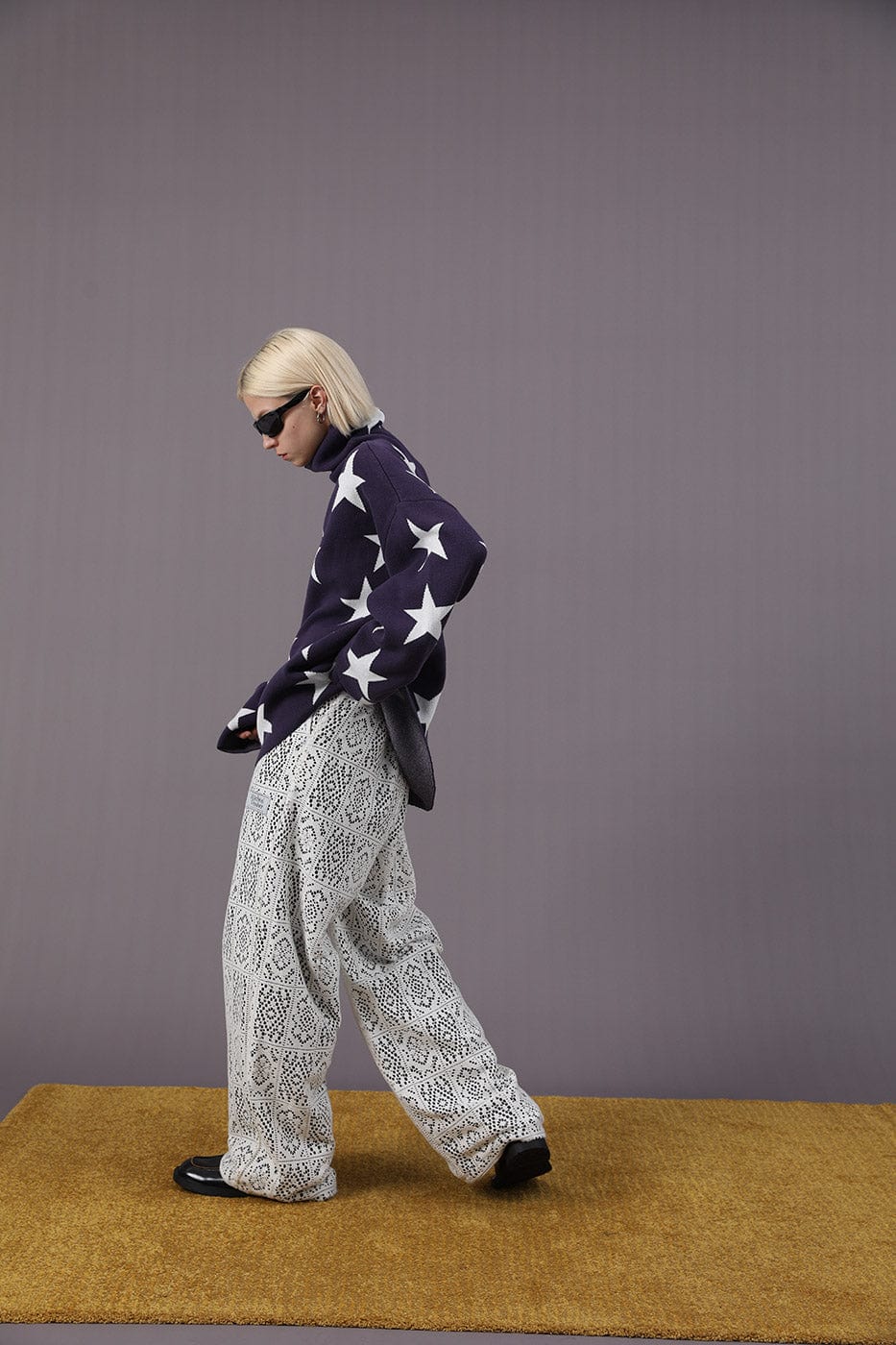 MIICHOUS Full Printed Stars Turtleneck Sweater