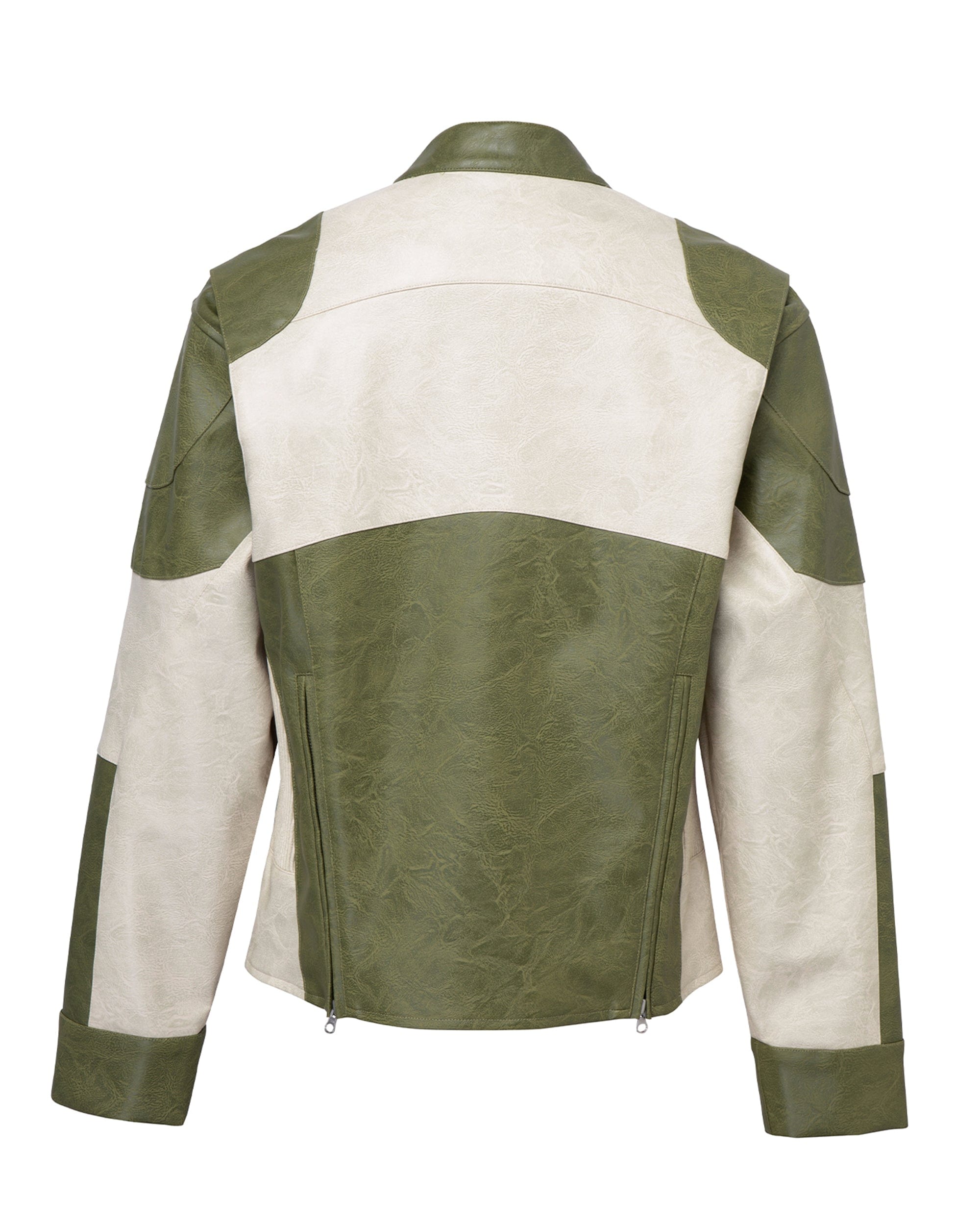 F2CE Modern Deconstructed Faux Leather Biker Jacket
