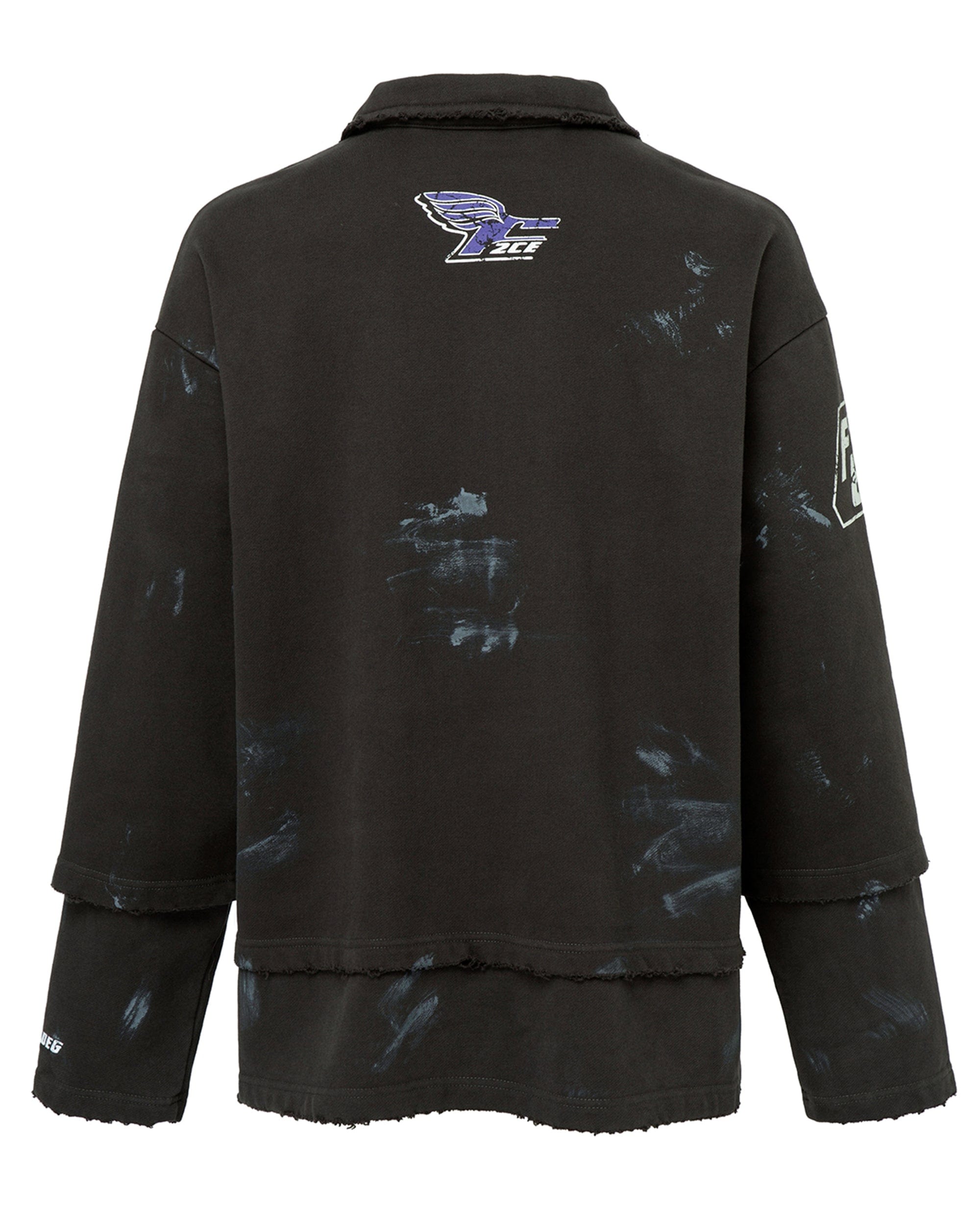 F2CE Layered Raw-Edge Racing Logo Hoodie