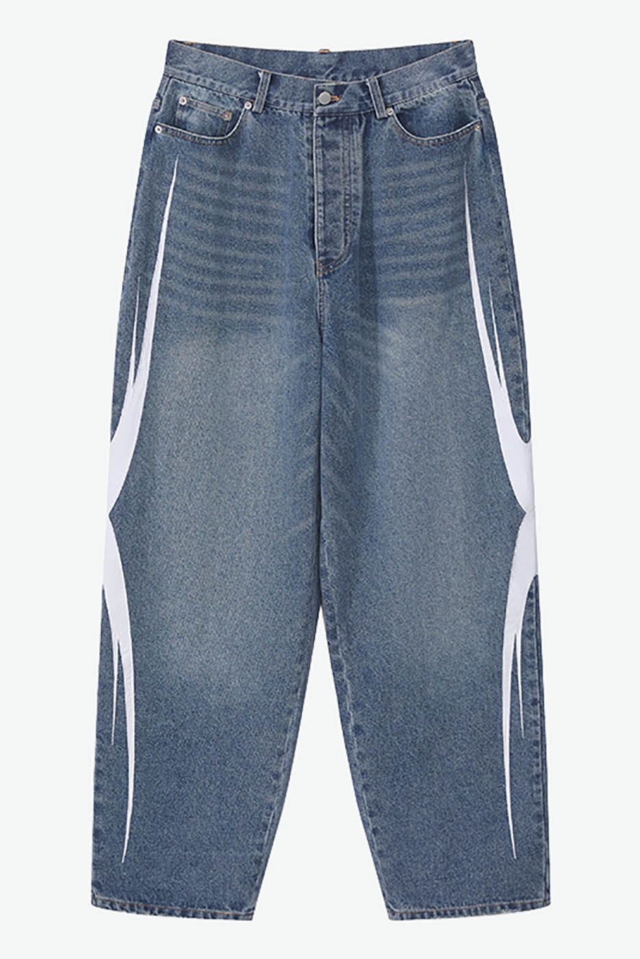 RTVG Washed Patchwork Baggy Jeans