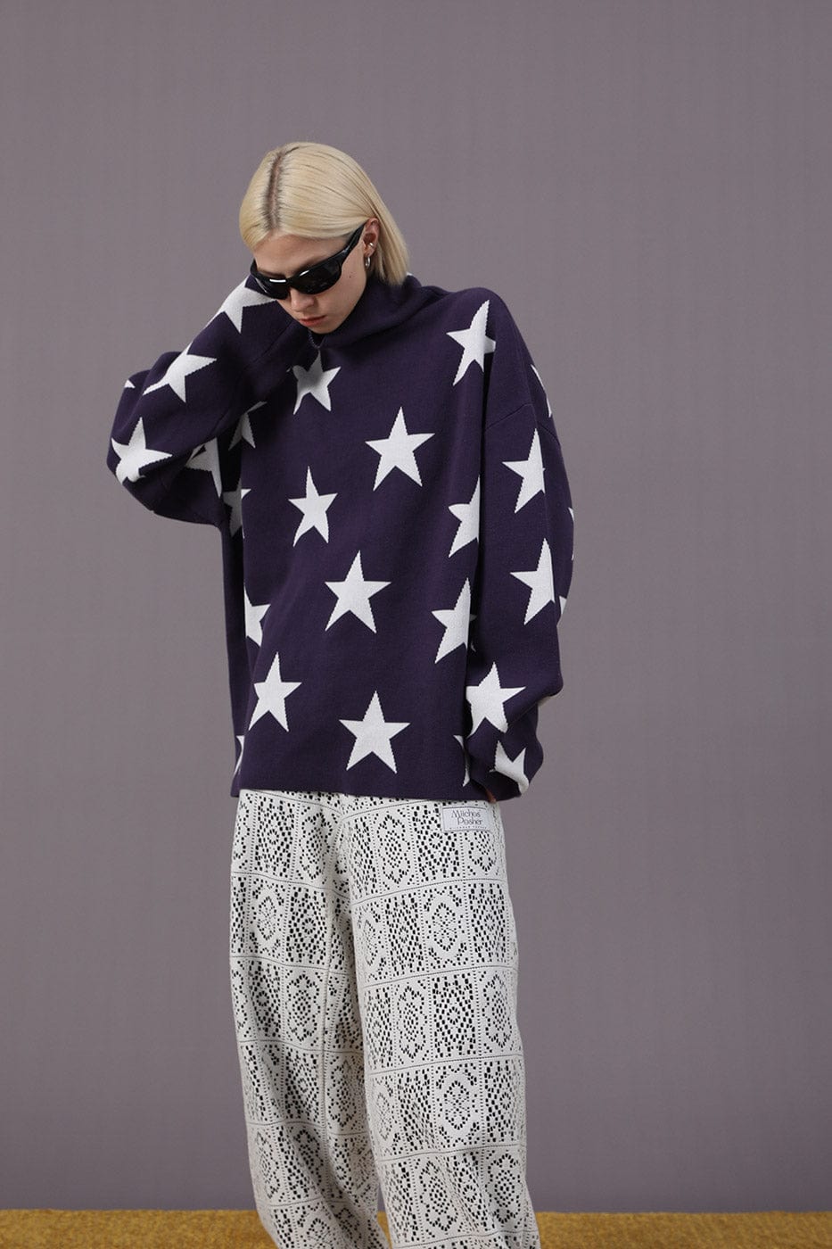MIICHOUS Full Printed Stars Turtleneck Sweater