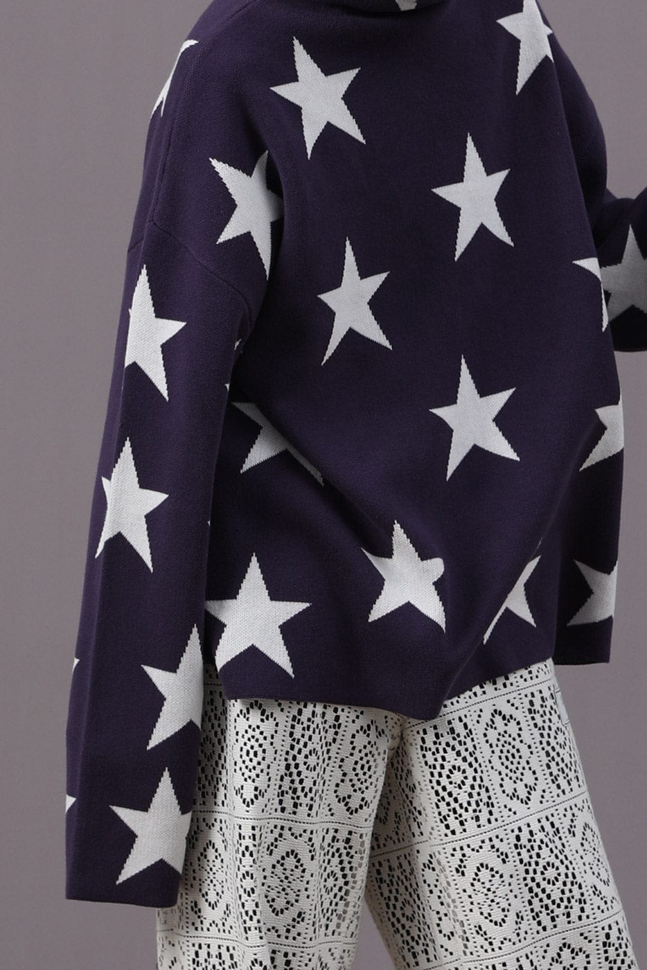 MIICHOUS Full Printed Stars Turtleneck Sweater