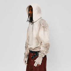 FLYERRER Distressed Detachable-Hood Glove-Sleeve Hoodie